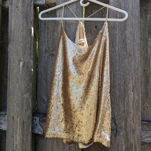 Anna-Kaci Gold Sequin Top L